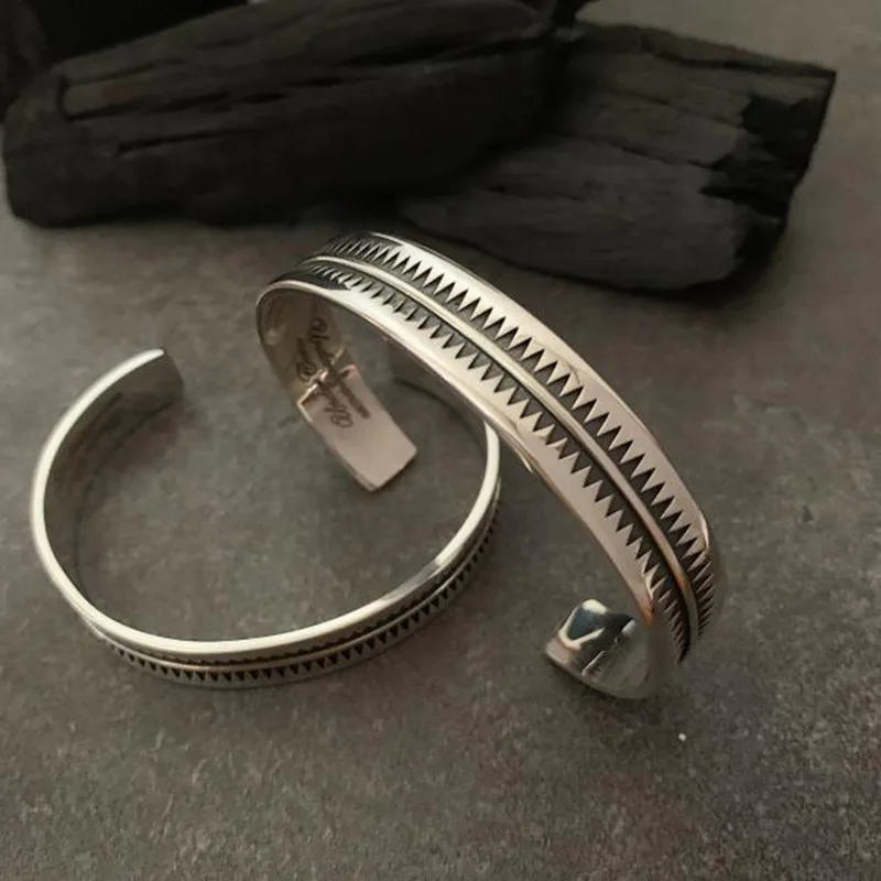 XIYANIKESilver Color 2020 New Arrival Vintage Thai Silver Serrated Indian Opening Bracelet Neutral Fashion браслет Gifts