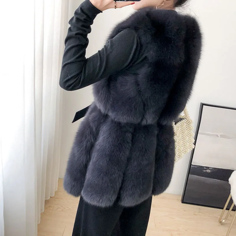 ZADORIN Korean Fashion New Winter Fluffy Faux Fox Fur Vest Women Elegant Furry Warm Long Autumn Jacket Women Fur Coats Jackets