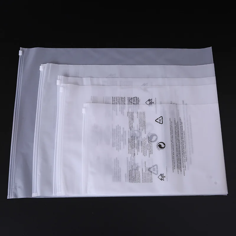 StoBag 50pcs Thick Frosted Plastic Reclosable Zipper Bag With Warning Word Matte Storage Pack Bag For Gift Clothes Shoes Jewelry