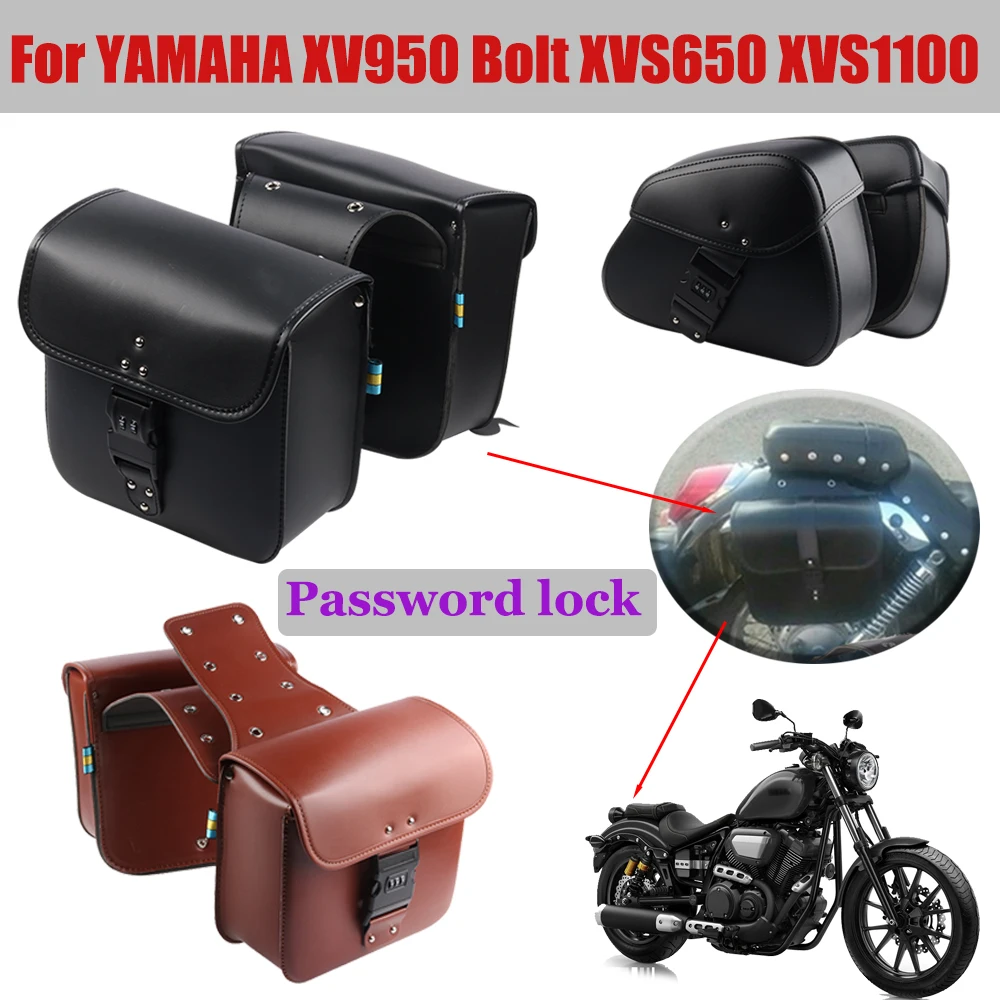 For YAMAHA XV950 Bolt XV950R XV1900 A XVS650 XVS1100 Drag Leather Saddle Bag Motorcycle Luggage Side Bag Travel Tool Storage Bag