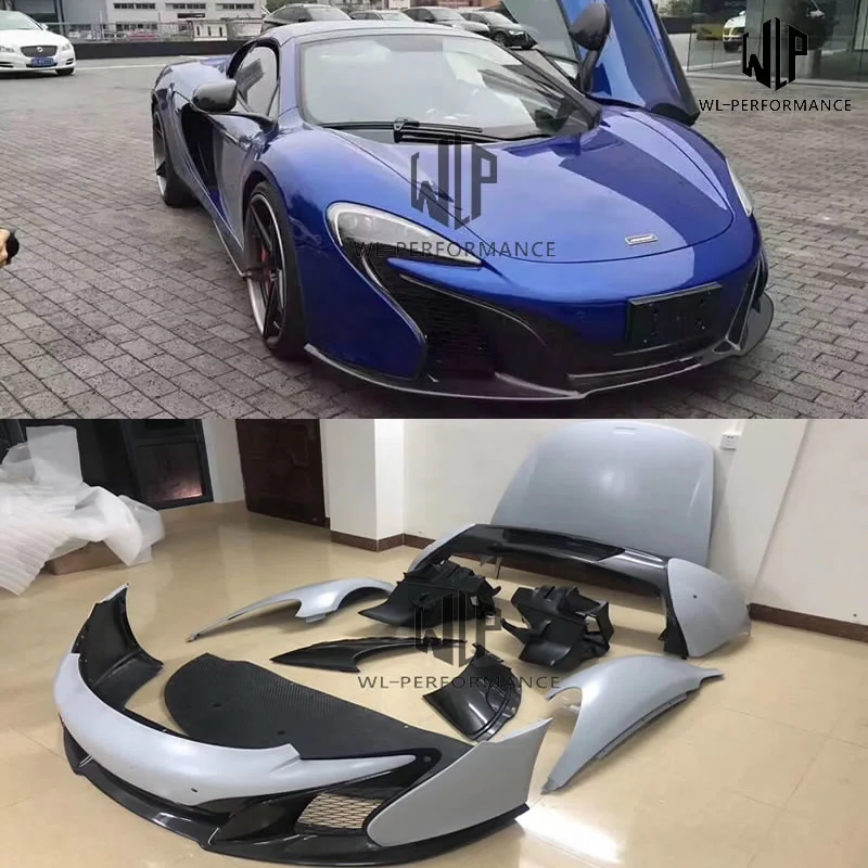 Mc Car Body Kit High Quality Cf+frp Materials Front Rear Bumper Light Eyebrow Fog Light Net for Mclaren Mp4 to 650s Body Kit