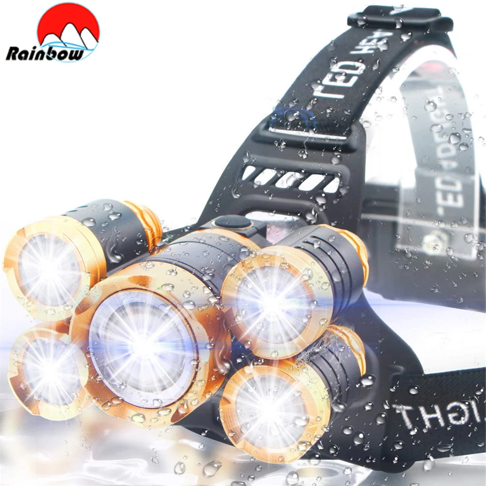 

Super Powerful Headlight 5 LED T6 Headlamp ZOOMable Head Lamp 4 Modes Head Torch Camping Lantern Waterproof Flashlight