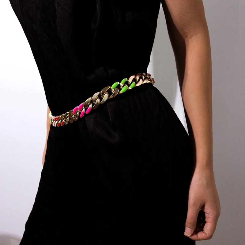 

Women Waist Chain Colorful Fashion Simple Colorful Chunky Waist Chain Belt Body Chain