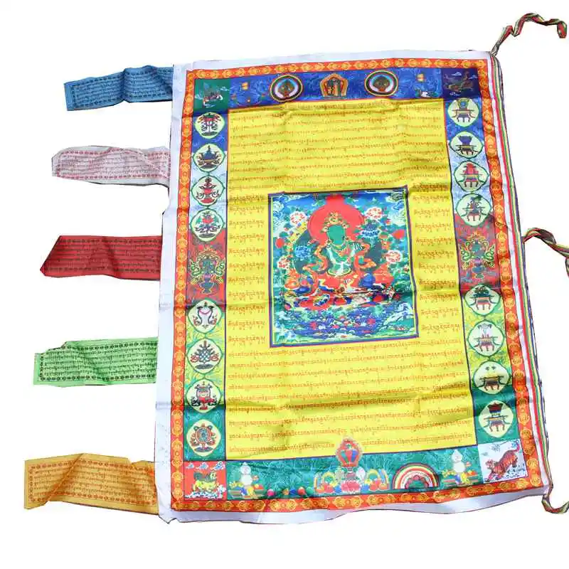 Lucky Tibetan Buddhism Silk Flag Wind Horse Wall Hanging Flags Banners Buddha Prayer Flag Decors Home Decor GPD8223