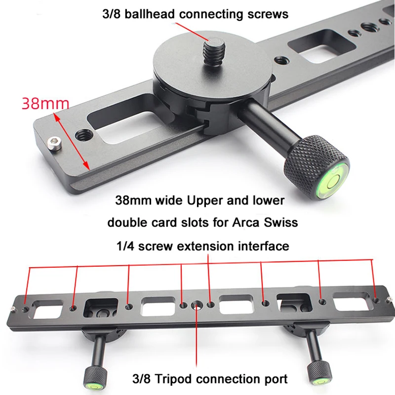 Slide Rail Lengthen Quick Release plate Double Mounting Clamp Panoramic Long-focus Zoom Lens Bracket for Arca swiss Tripod ball