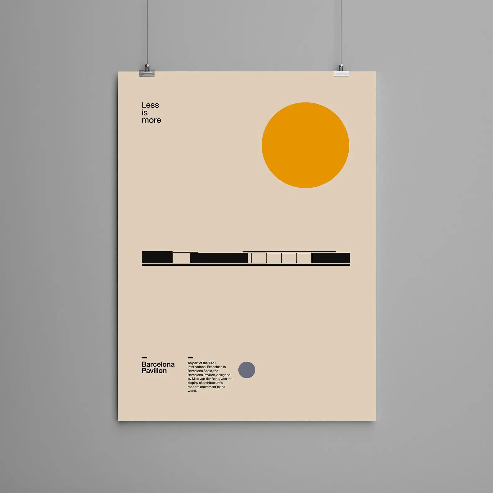 Poster Barcelona Pavilion Ludwig Mies van der Rohe Minimal Architecture Bauhaus Design