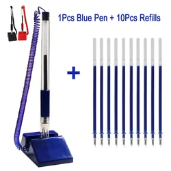 Desk Stick Fixed 0.5mm Black / Blue / Red Ink Gel Pen Counter Advertising Signature Pen School Stationery Supplies +10 Refills