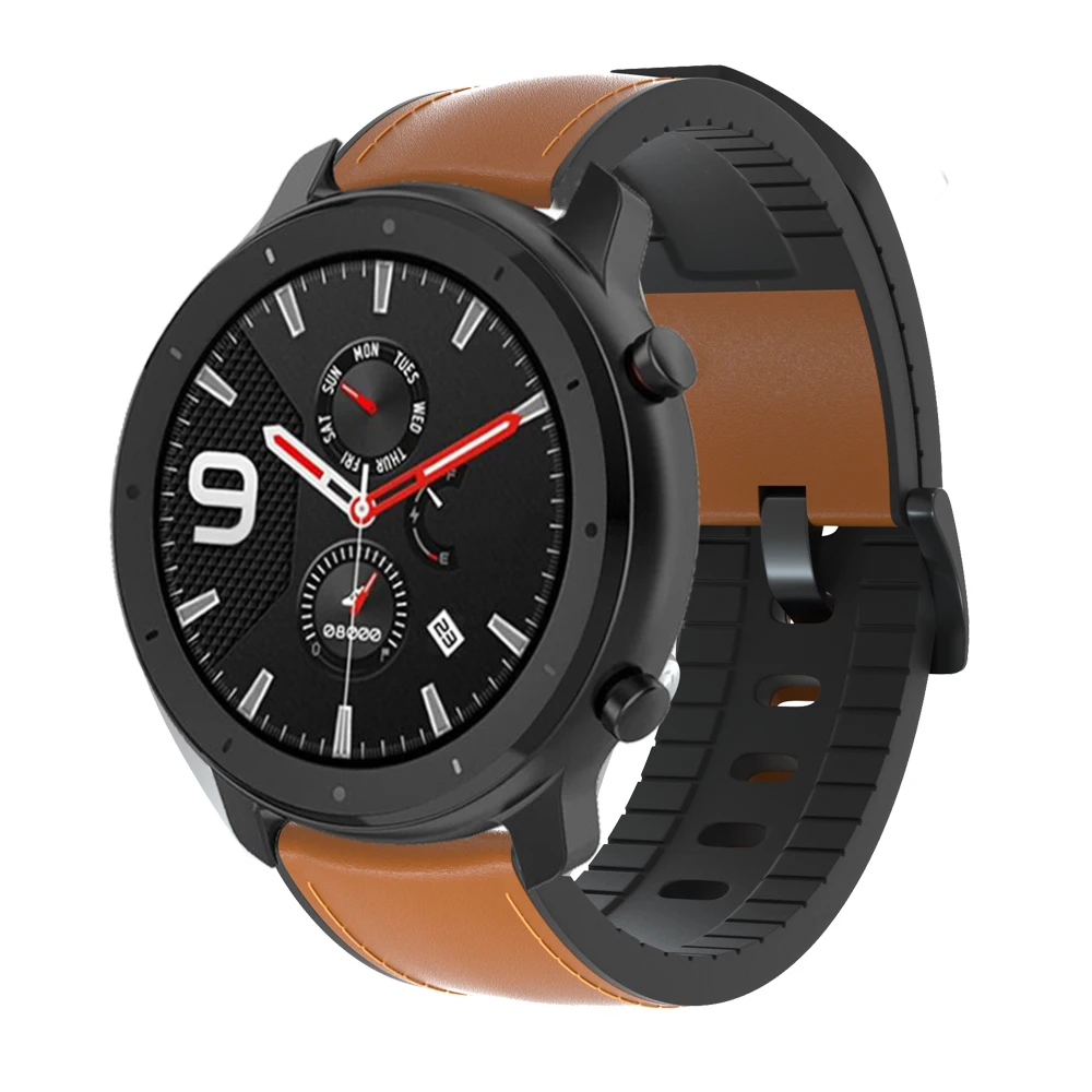 Correa de cuero de silicona para Huami Amazfit GTR, correa de repuesto para reloj Huawei Watch GT 2 GT3, 20mm, 22mm, 42mm, 47mm, GTR 4/3/2