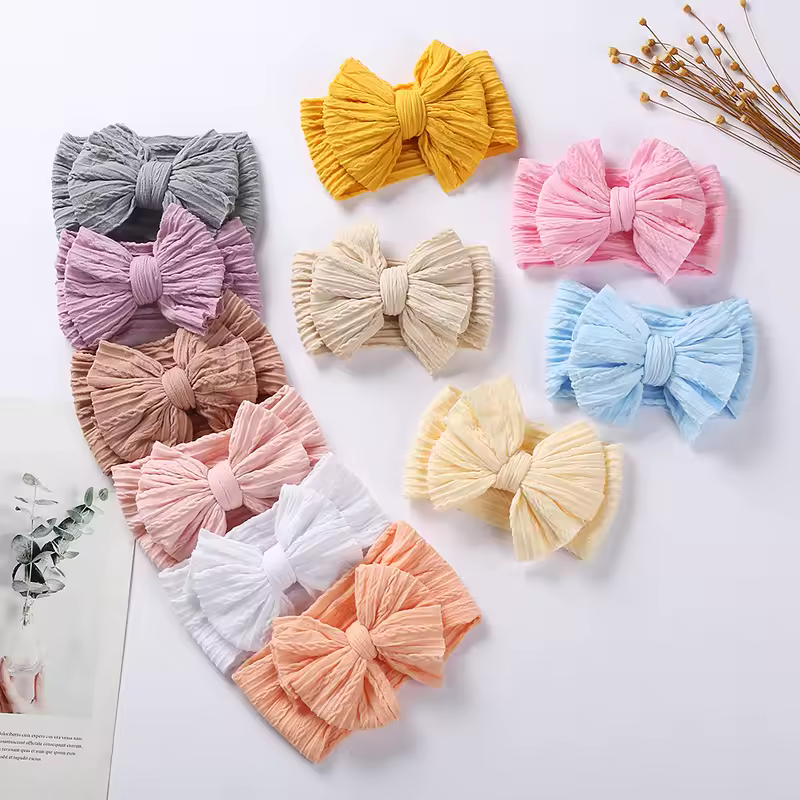 Solid Cable Bow Baby Headband for Child Nylon Layers Headwear Kids Elastic Turban Headwraps Newborn Boys Girls Hair Accessories - Image 5