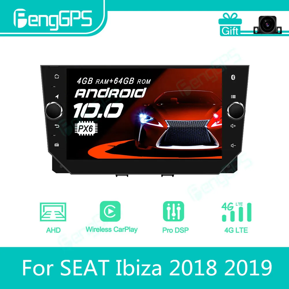 For SEAT Ibiza 2018 2019 Android Car Radio Stereo Multimedia  Player 2 Din Autoradio GPS Navigation PX6 Unit Screen Display