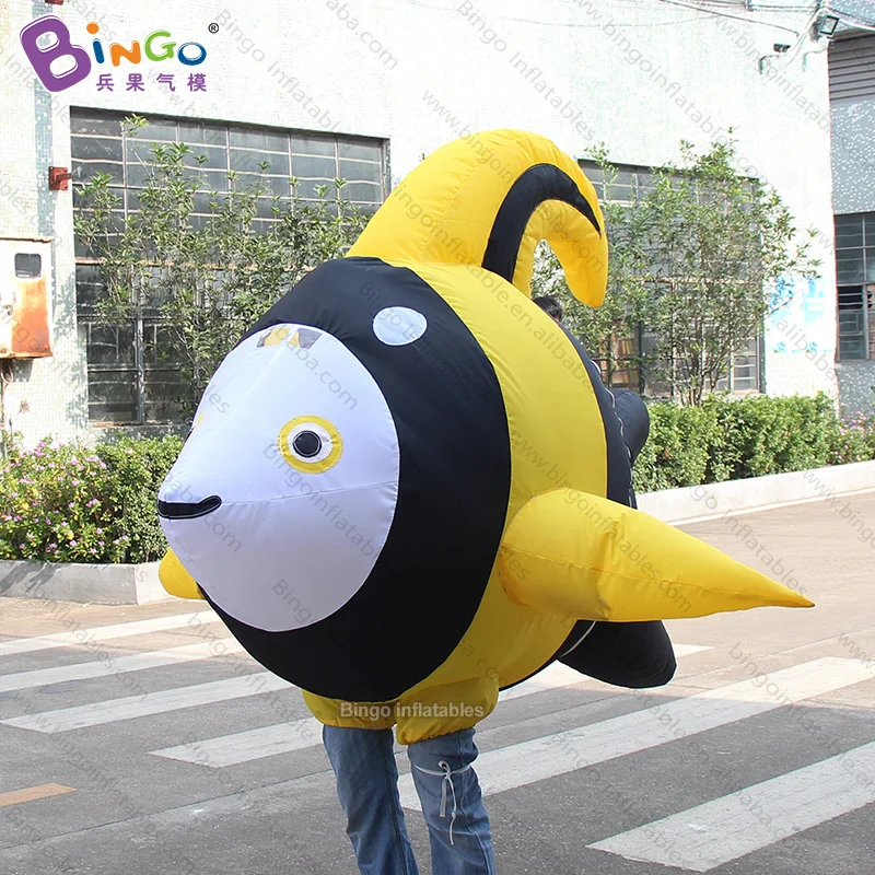 Personalized 2 Meters Inflatable Yellow Fish Costume for Carnival / Blow up Cartoon Fish Costume Toys for Sale