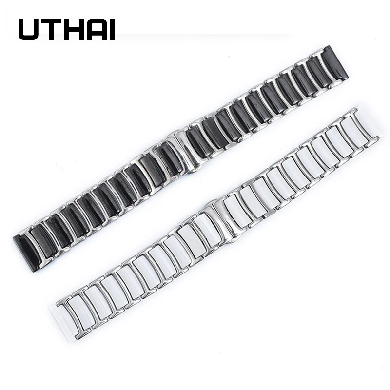 UTHAI C08 Ceramic Strap Between Stainless Steel 20mm 22mm Watch Strap For Huawei Watch GT2/watch 2pro/galaxy Watch