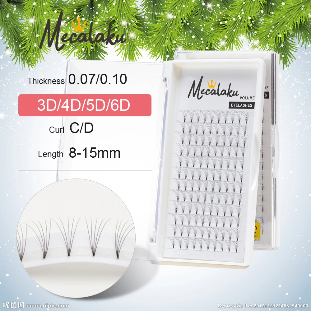 Mecalaku Lash Short stem Premade Russian Volume Fans 3D4D5D6D False Lashes  Individual Eyelashes Faux Make up Eyelash Extension