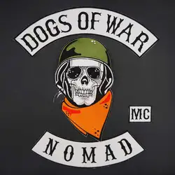 Dogs of War Nomad MC Large Embroidery Motorcycle Biker Patch Sticker For Clothing Hat Bags iron on backing