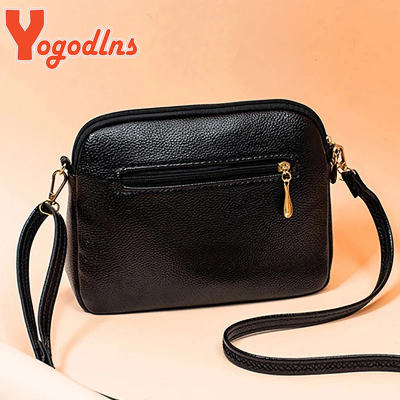 Yogodlns Vintage Printing Shoulder Bag Women PU Leather Crossbody Bag Casual Messenger Bag Multifunction Shopping Handbag Purse