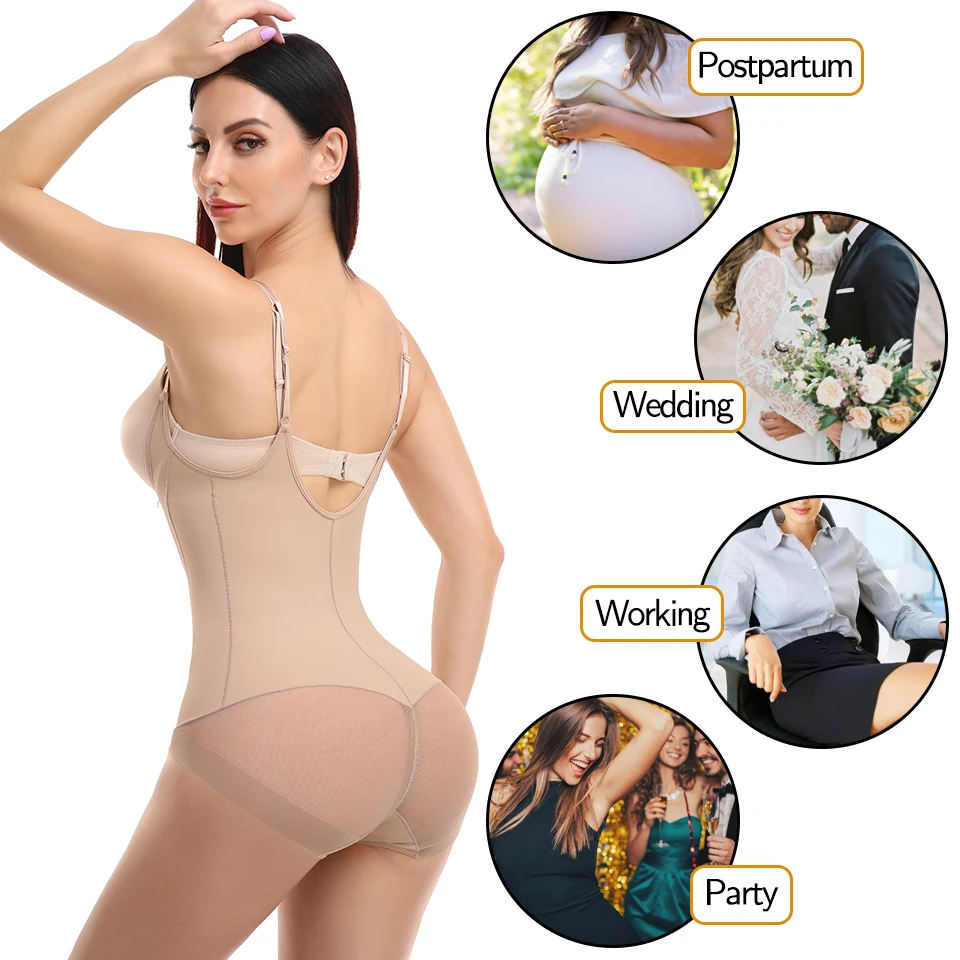 Shapewear for Women Tummy Control Bodysuits Waist Trainer Body Shaper Slimming Underwear Open Bust Compression Belly Girdles