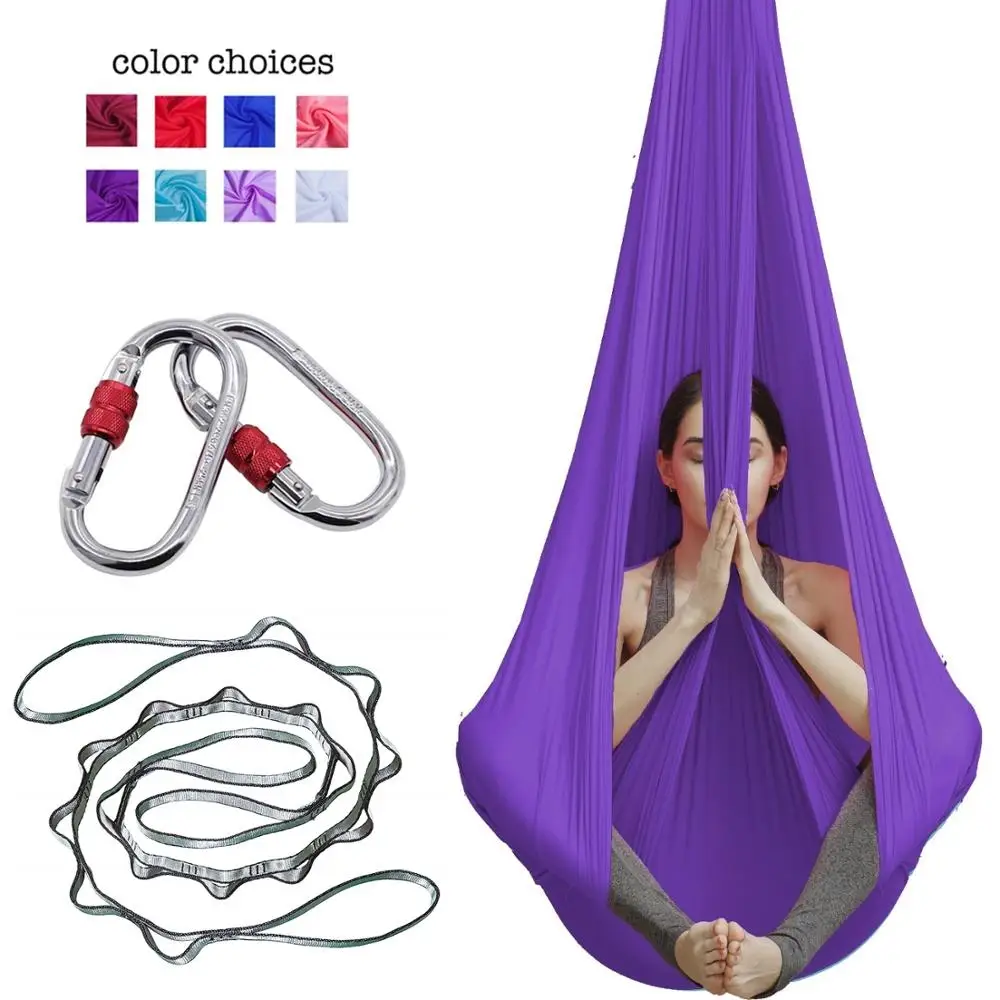 Yoga Flying Hammock Swing Aerial Yoga Hammock with Carabiner & Daisy Chain for Yoga Anti-Gravity Pilates