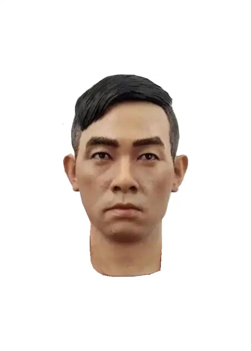 1/6 Scale Head Carving Hong Kong Asian  Star Jordan Chan Male  Model PVC Long Neck Suitable  12Inch Action Figure Body Doll