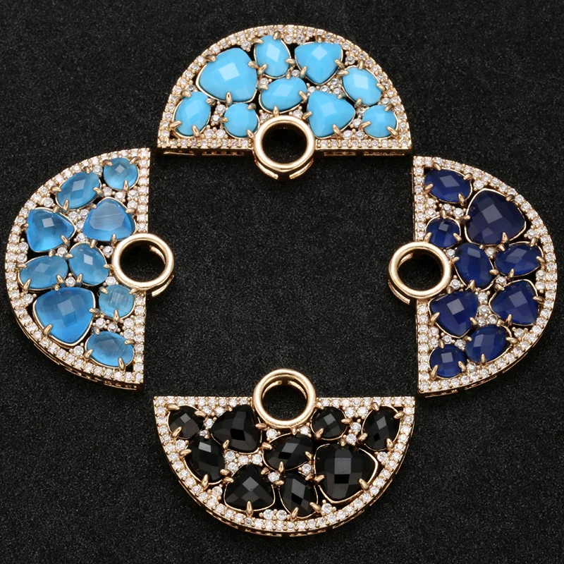 ZHUKOU 23x36mm Brass Cubic Zirconia Crystal Connector for Women's Necklace Bracelet Handmade Jewelry Accessories Model: VS398