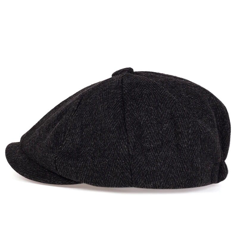 Men Tweed Newsboy Hat Beret Herringbone Gatsby Hats Street Caps Peaked Octagonal with Brim Caps Winter Spring Hip Hop Berets