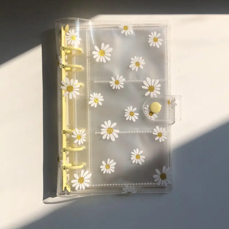 A6 Chrysanthemum Transparent Binder Notebook Pockets Mini Photo Album for Cards Drawing Photo Slides Name Card