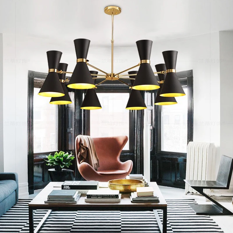 Modern Living Room Chandelier Bedroom Lamp Dining Room LED Lighting Villa Interior Lamp Ceiling Lamp Metal Lampshade