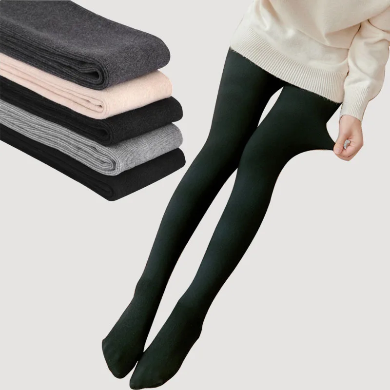 Autumn And Spring Leggings Women Plush And Thickened Thread Cotton Vertical Stripe Bottoming Pants Wear Winter Warm Leggings