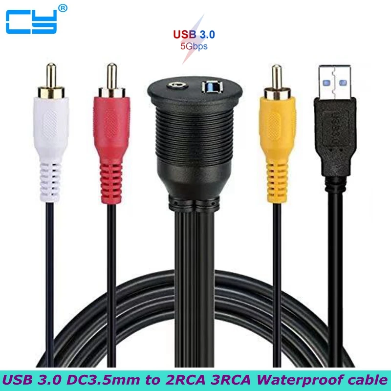 

New 5gbps DC 3.5mm / 3rca / 2rca USB 3.0 audio and video embedded installation waterproof cable for car and ship dashboard