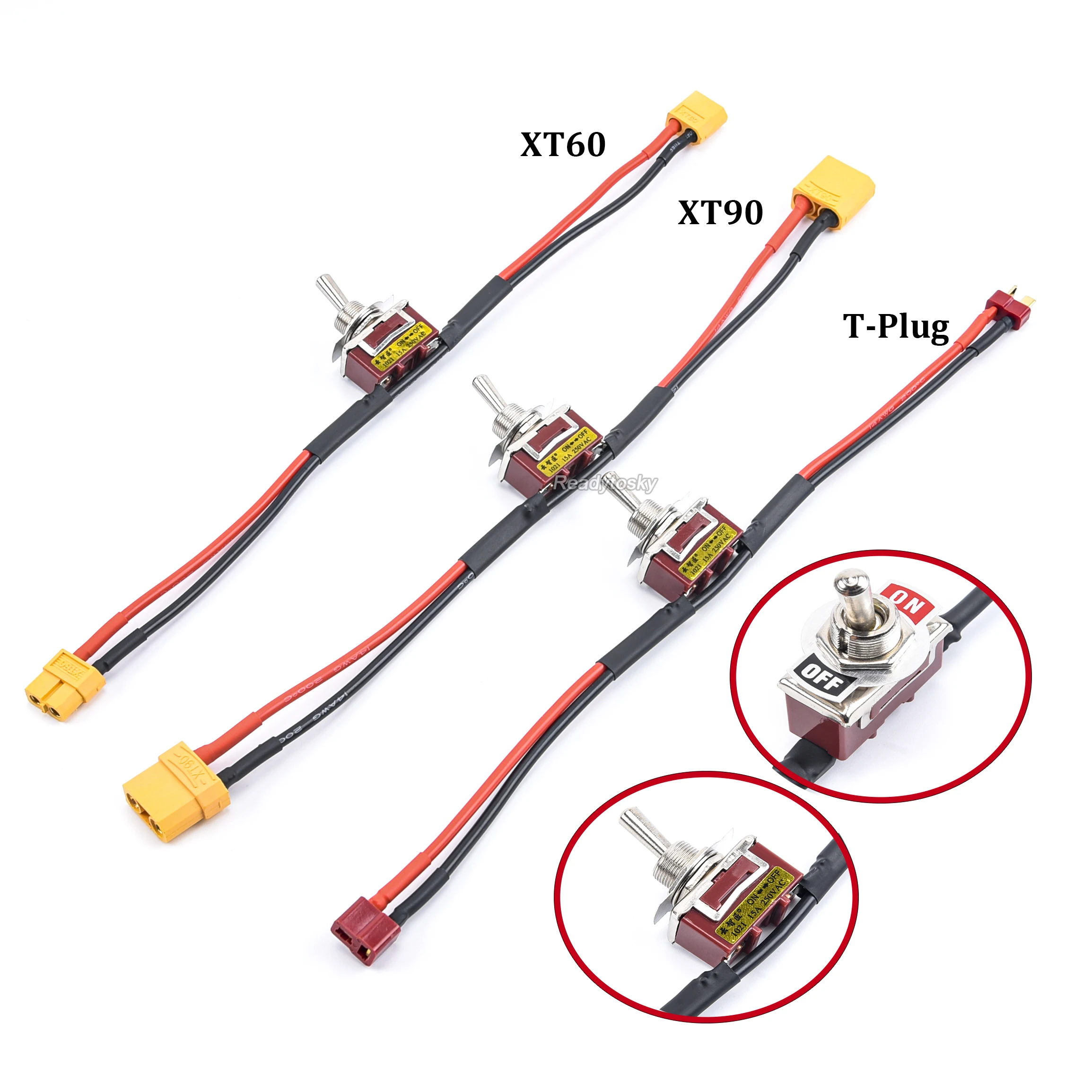 Interruptor de fuente de alimentación de alta corriente con enchufe en T, conector XT60 XT90 para modelo de Avión RC, piezas de batería ESC, 1 unidad