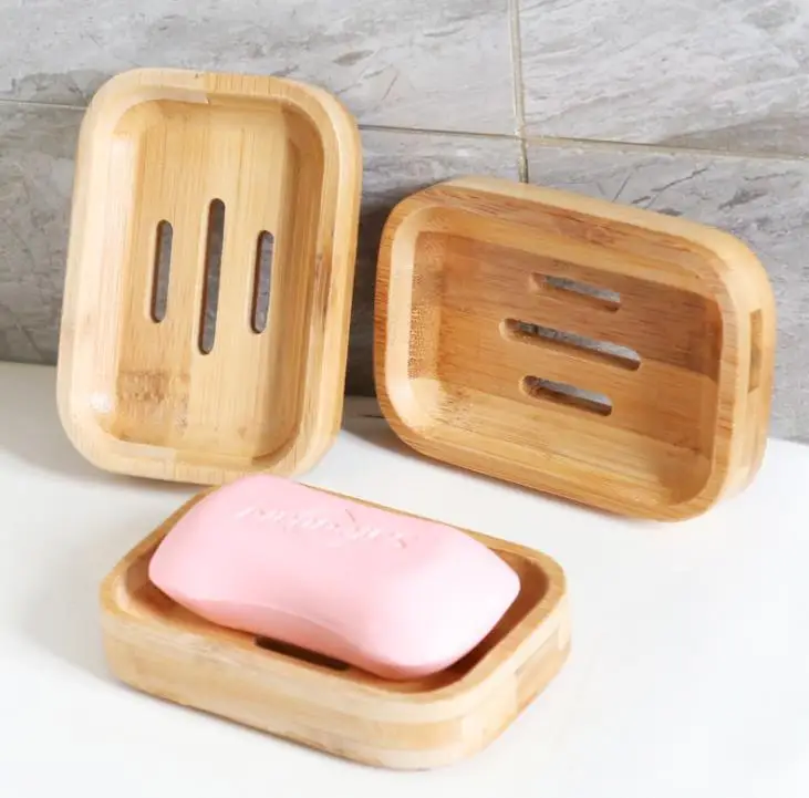 

Bathroom Soap Holder Tray Container Bamboo Natural Box Shower Soap Dish Bathroom Eco-friendly Wooden Soap Storage Box SN942