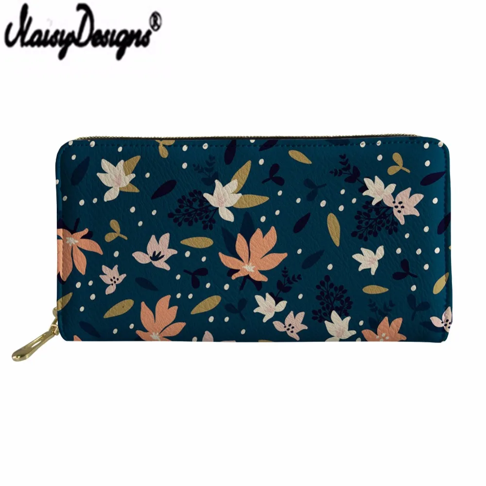 

NOISYDESIGNS Leather Trendy Woman Wallets Flowers Designers Ladise Credit Card Holder Perse Coin Purse Pocket Money Bag 2021