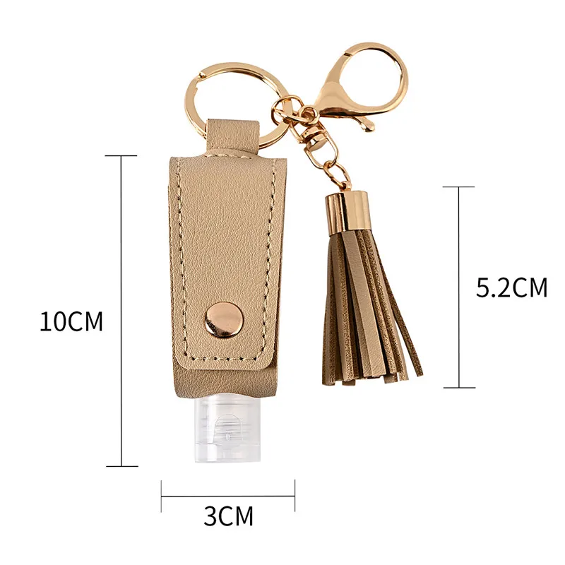 30ml Leather Case Keychain Free Hand Sanitizer Case Mini Disinfectant Hands Portable Hydroalcoholic Gel Empty Bottle For Travel