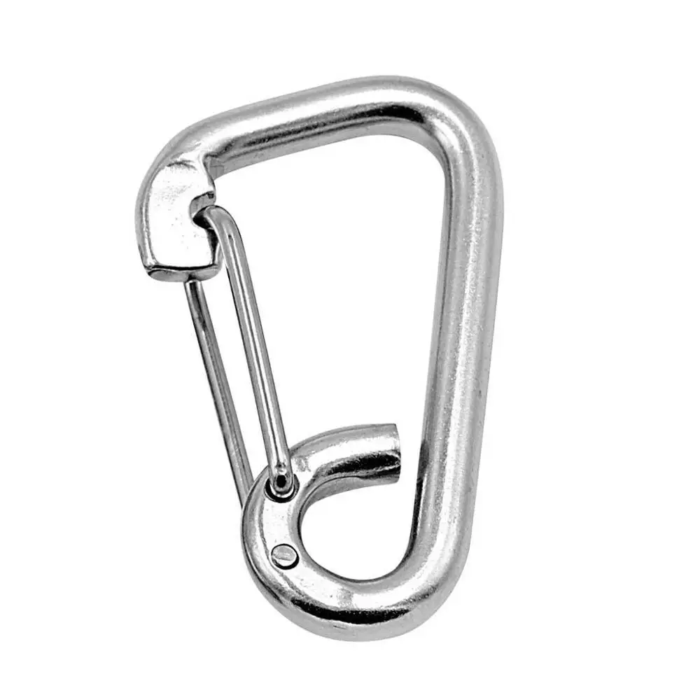 ISURE MARINE 2Pcs Stainless Steel Spring Snap Hook Carabiner Rock Climbing Hardware 60 mm