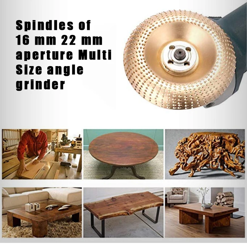 Round Wood Angle Grinding Wheel Abrasive Disc Angle Grinder Carbide Coating  Shaping Sanding Carving Rotary Tool 16mm 22mm Bore