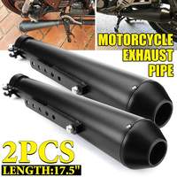 Universal Motorcycle Exhaust Pipe Cafe Racer Modified Tail Exhaust System with Sliding Bracket Matte For Honda/Yamaha/Suzuki