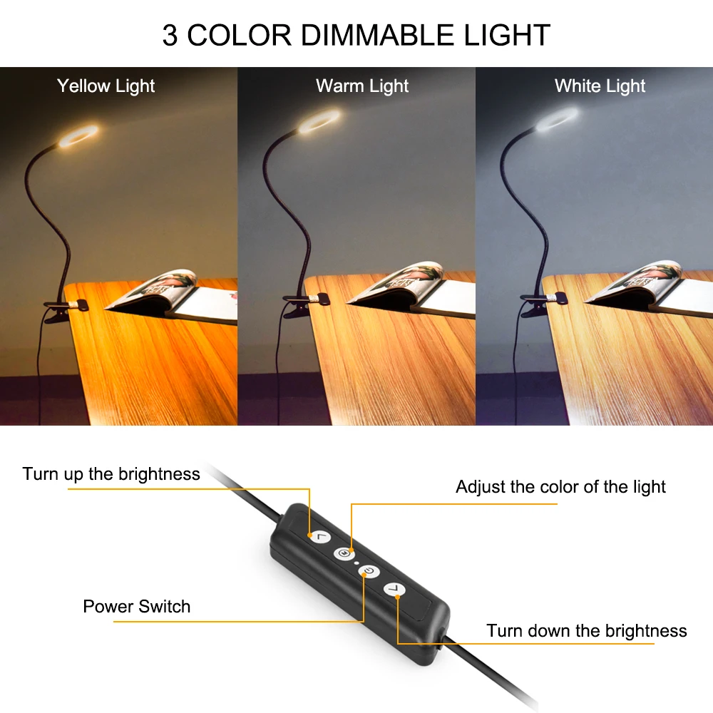 Remote Control Table Lamp Desk Clamp 3X LED Magnifying Glass USB Desk Light Welding Third Hand Illuminated Magnifier for Solder