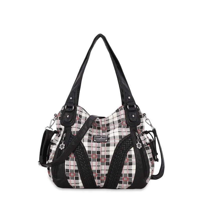 Angelkiss torebki damskie moda Plaid torba na ramię panie torba na zakupy typu Tote torebka na pasek tornister torebka o dużej pojemności