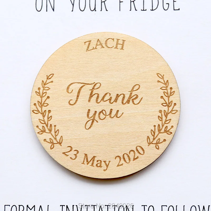 

Custom Wedding Save the date Magnet ,Wooden thank you tags,personalized rustic Wooden thank you favour