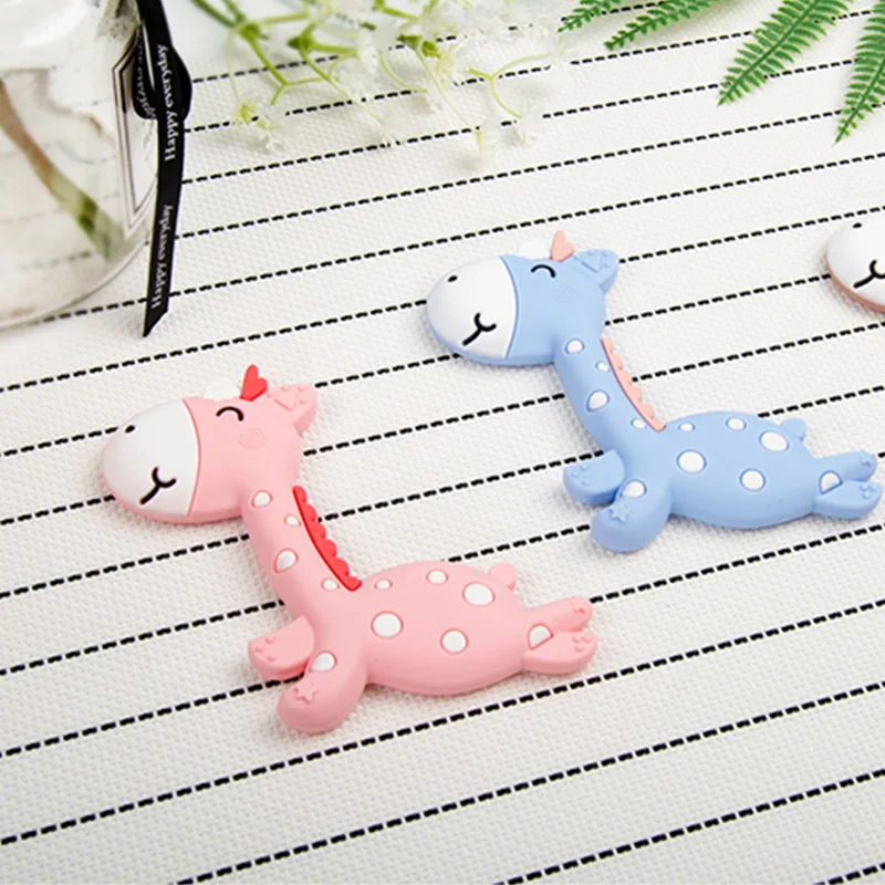 Chenkai 5PCS Silicone Giraffe Teether Cute Animal Silicone Teether For DIY Baby Nursing Chewing Teether Pendant Necklace Toy view 5