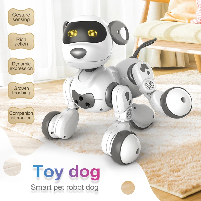 Novo programável 2.4g rc robô cão brinquedo inteligente para crianças brinquedo presente de aniversário controle remoto sem fio inteligente falando