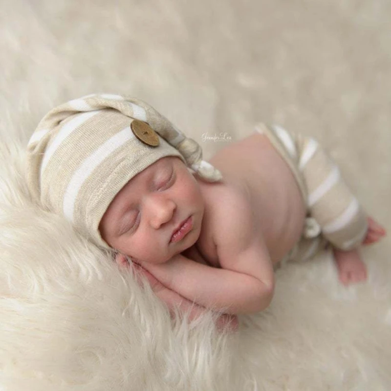 1set Newborn Photography Props Suit Knitted Cotton Jumpsuit Hat Mouse Doll Infant Photo Shooting Clothes Outfits