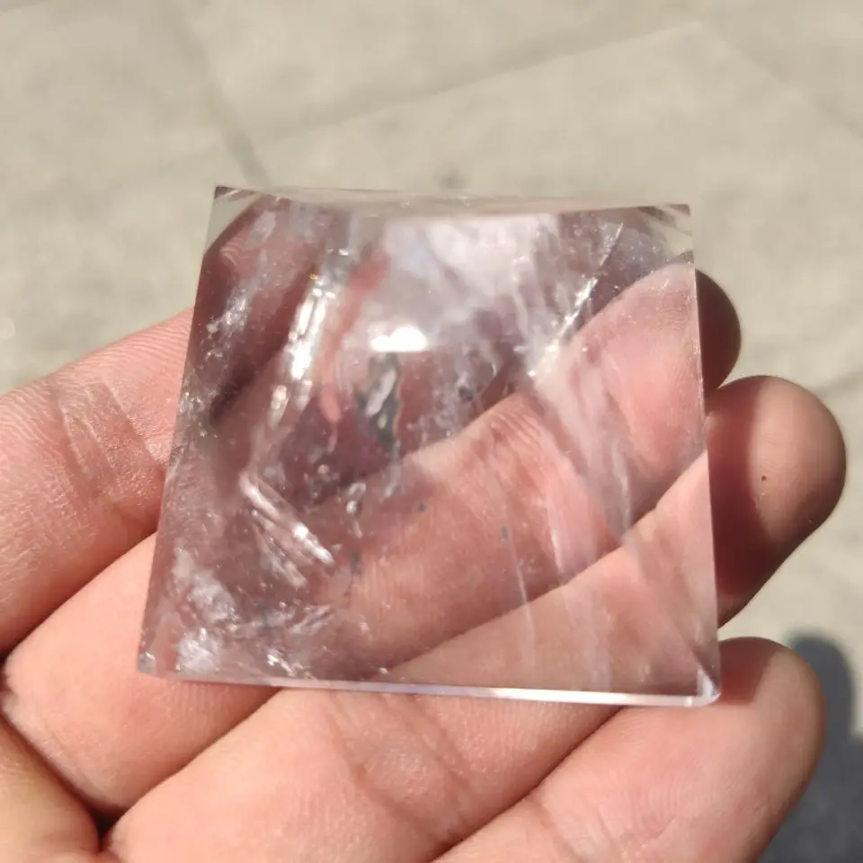 5cm Natural Transparent Quartz Crystal Pyramid Clear Reiki Healing Natural white crystal Pyramid raw stone polishing image 5