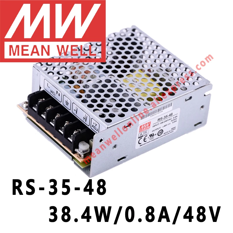 

RS-35-48 Mean Well 38.4W/0.8A/48V DC Single Output Switching Power Supply meanwell online store