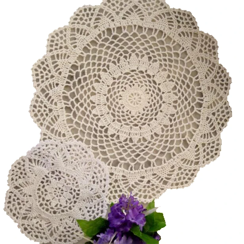 2Size 2023 New Cotton Placemat Cup Coaster Mug Kitchen Wedding Table Place Mat Cloth Lace Crochet Tea Coffee Doily Handmade Pad