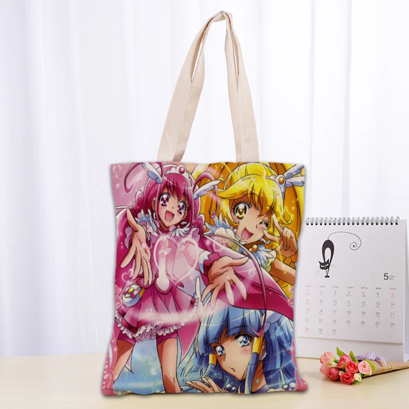 Anime Smile Precure! Tote Bag Women Canvas Fabric Bags Eco Reusable Shopping Bags Traveling Beach Casual Useful Shoulder Bag