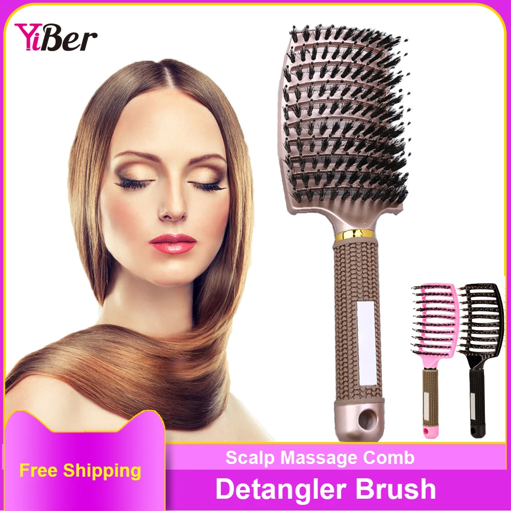 Bristle Hair Brush Denman Brush for Curly Hair Scalp Massage Comb Detangling Hairbrush for Women Professional Hair Styling Tool