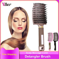 Bristle Hair Brush Denman Brush for Curly Hair Scalp Massage Comb Detangling Hairbrush for Women Professional Hair Styling Tool