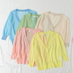 Summer Autumn Baby Girl Sweater Baby Girls Clothes Knitted V-Neck Cardigan Kids Candy Colors Sweater Children Tops