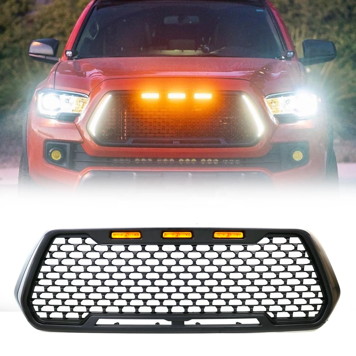 FRONT GRILLE toyota 16-19 Tacoma accessories with light 4x4 offroad grille lower grille factory