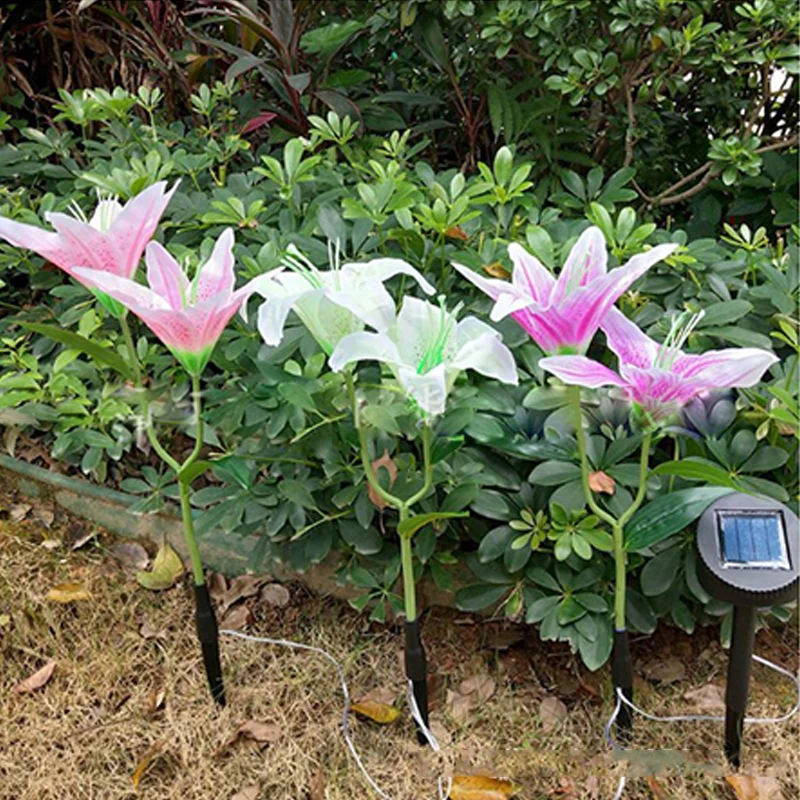 태양 정원 빛 꽃 잔디 빛 꽃 여러 가지 빛깔의 조합 LED 정원 장식 빛 어둠 속에서 빛나는 야외 램프